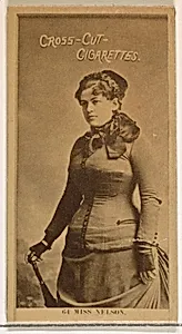 Card Number 64, Miss Nelson, from the Actors and Actresses series (N145-2) issued by Duke Sons & Co. to promote Cross Cut Cigarettes by W. Duke, Sons & Co.