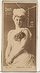 Card Number 68, Miss St. John, from the Actors and Actresses series (N145-2) issued by Duke Sons & Co. to promote Cross Cut Cigarettes by W. Duke, Sons & Co.