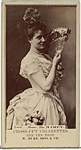 Card Number 701, Mme. De Marey, from the Actors and Actresses series (N145-3) issued by Duke Sons & Co. to promote Cross Cut Cigarettes by W. Duke, Sons & Co.