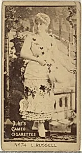 Card Number 74, Lillian Russell, from the Actors and Actresses series (N145-4) issued by Duke Sons & Co. to promote Cameo Cigarettes by W. Duke, Sons & Co.