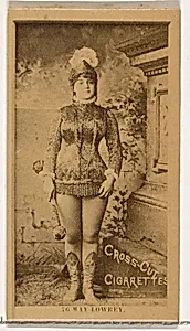 Card Number 76, May Lowrey, from the Actors and Actresses series (N145-2) issued by Duke Sons & Co. to promote Cross Cut Cigarettes by W. Duke, Sons & Co.