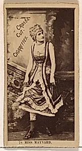 Card Number 78, Miss Maynard, from the Actors and Actresses series (N145-2) issued by Duke Sons & Co. to promote Cross Cut Cigarettes by W. Duke, Sons & Co.