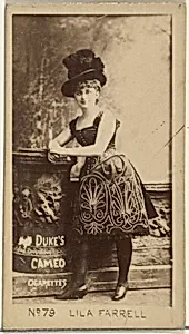 Card Number 79, Lila Farrell, from the Actors and Actresses series (N145-4) issued by Duke Sons & Co. to promote Cameo Cigarettes by W. Duke, Sons & Co.