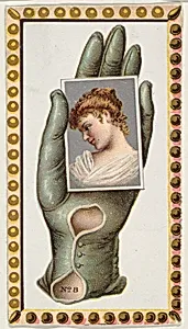 Card Number 8, cut-out from banner advertising the Opera Gloves series (G29) for Allen & Ginter Cigarettes by Allen & Ginter|American Tobacco Company