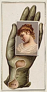 Card Number 8, cut-out from banner advertising the Opera Gloves series (G29) for Allen & Ginter Cigarettes by Allen & Ginter|American Tobacco Company