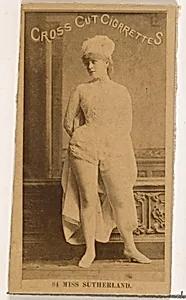 Card Number 81, Miss Sutherland, from the Actors and Actresses series (N145-2) issued by Duke Sons & Co. to promote Cross Cut Cigarettes by W. Duke, Sons & Co.