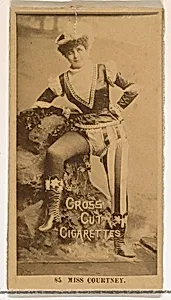 Card Number 85, Miss Courtney, from the Actors and Actresses series (N145-2) issued by Duke Sons & Co. to promote Cross Cut Cigarettes by W. Duke, Sons & Co.