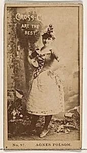 Card Number 87, Agnes Folsom, from the Actors and Actresses series (N145-2) issued by Duke Sons & Co. to promote Cross Cut Cigarettes by W. Duke, Sons & Co.