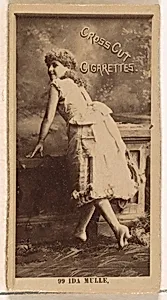 Card Number 99, Ida Mulle, from the Actors and Actresses series (N145-2) issued by Duke Sons & Co. to promote Cross Cut Cigarettes by W. Duke, Sons & Co.