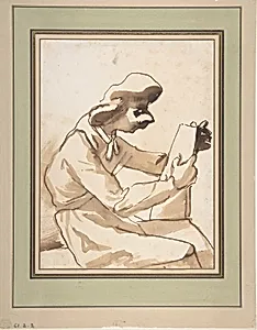 Caricature of a Seated Man Reading