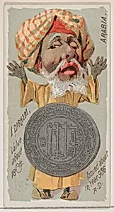 Caricatured Arabian, 1 Dirhem, from the series Coins of All Nations (N72, variation 2) for Duke brand cigarettes by W. Duke, Sons & Co.