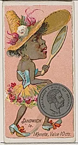 Caricatured figure from the Sandwich Islands, 1 Keneta, from the series Coins of All Nations (N72, variation 2) for Duke brand cigarettes by W. Duke, Sons & Co.