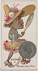 Caricatured figure from the Sandwich Islands, 1 Keneta, from the series Coins of All Nations (N72, variation 1) for Duke brand cigarettes by W. Duke, Sons & Co.