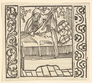 Caring for the Dead, illustration from Speculum Passionis, 1507