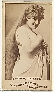Carmen, Gaietée, from the Actors and Actresses series (N45, Type 1) for Virginia Brights Cigarettes by Allen & Ginter