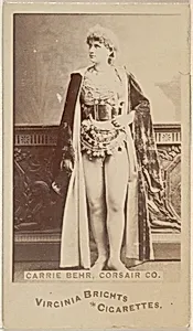 Carrie Behr, Corsair Co., from the Actors and Actresses series (N45, Type 6) for Virginia Brights Cigarettes by Allen & Ginter