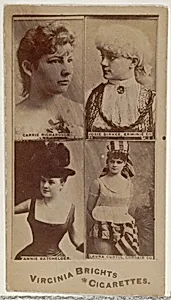 Carrie Richardson/ Josie Dirkee, Erminie Co./ Fannie Batchelder/ Laura Curtis, Corsair Co., from the Actors and Actresses series (N45, Type 4) for Virginia Brights Cigarettes by Allen & Ginter