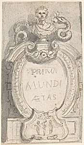 Cartouche Surmounted by a Bust by Giovanni Larciani ("Master of the Kress Landscapes")