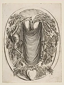 Cartouche with Skeletons by Stefano della Bella