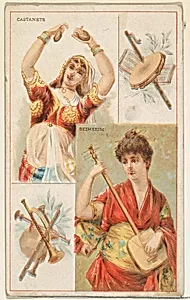 Castanets and Seimseim, from the Musical Instruments series (N121) issued by Duke Sons & Co. to promote Honest Long Cut Tobacco by W. Duke, Sons & Co.|Schumacher & Ettlinger