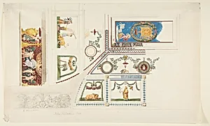 Ceiling, Cove, and Wall Decorations of the "Guilio Romano" Room, Villa Madama by Charles Percier|Pierre François Léonard Fontaine|Anonymous, French, 19th century