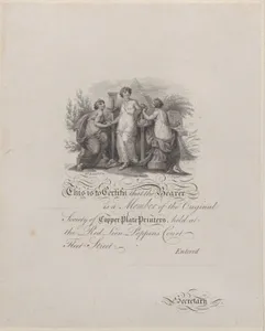 Certificate of Membership of the Society of Copper-Plate Printers