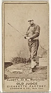 Charles Alcott, 3rd Base, Mansfield, from the Old Judge series (N172) for Old Judge Cigarettes by Goodwin & Company