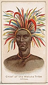 Chief of the Watuta Tribe, Africa, from the Savage and Semi-Barbarous Chiefs and Rulers series (N189) issued by Wm. S. Kimball & Co. by William S. Kimball & Company