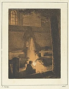 Children Holding a Candle in a Church