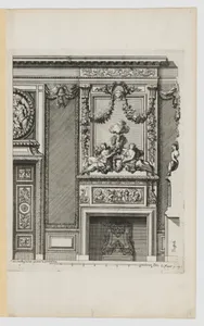 Chimney-Piece with Nymphs Flanking an Smoking Urn on the Overmantel, from Nouvelles Cheminées Faittes en Plusieur en Droits de la Hollande et Autres Prouinces, part of Œuvres du Sr. D. Marot
