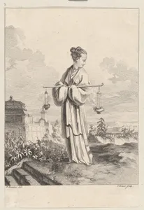 Chinoiserie with a female figure holding burning perfumes, from Suite de Figures Chinoises. . .Tiré du Cabinet de Mr. d'Azaincourt (Series of Chinoiserie Figures. . .From the Chambers of Mr. d'Azaincourt)
