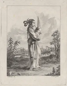 Chinoiserie with a woman playing the mouth organ, from Suite de Figures Chinoises. . .Tiré du Cabinet de Mr. d'Azaincourt (Series of Chinoiserie Figures. . .From the Chambers of Mr. d'Azaincourt), plate 3