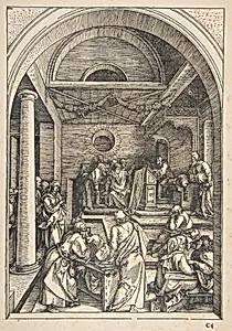 Christ among the Doctors, from "The Life of the Virgin" by Albrecht Dürer