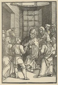 Christ before Caiaphas, from Speculum passionis domini nostri Ihesu Christi