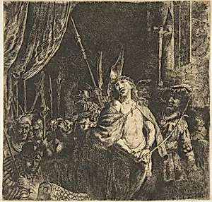 Christ Before Pilate: The Large Plate (copy in reverse of center) by Rembrandt (Rembrandt van Rijn)