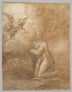 Christ on the Mount of Olives (recto); Study of a Cypress (verso)