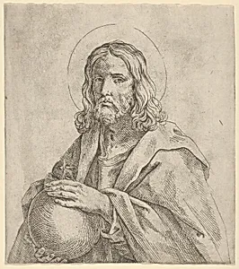 Christ seen in half-length, holding a globe surmounted by a cross, after Reni by Guido Reni|Anonymous