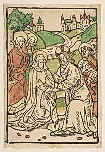 Christ Taking Leave of His Mother (Schr. 639) by Anonymous, German, 15th century