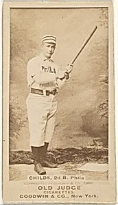 Clarence Algernon "Cupid" Childs, 2nd Base, Philadelphia, from the Old Judge series (N172) for Old Judge Cigarettes by Goodwin & Company