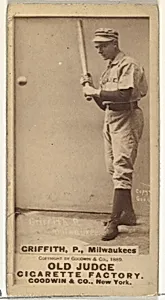 Clark Calvin "Old Fox" Griffith, Pitcher, Milwaukee, from the Old Judge series (N172) for Old Judge Cigarettes by Goodwin & Company