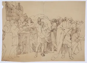 Classical Subject (Lucretia's Dead Body is Carried by her Husband, Lead by her Mourning Father)