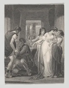 Cleopatra, Eros, Antony, Charmian and Iras (Shakespeare, Antony and Cleopatra, Act 3, Scene 9)