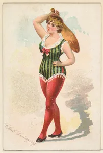 Club Swinging, from the Pretty Athletes series (N196) issued by Wm. S. Kimball & Co.