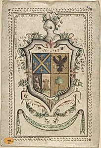 Coat of Arms Surmounted by a Plumed Helmet