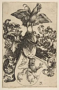 Coat of Arms with a Lion and a Cock by Albrecht Dürer