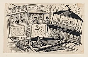 Collision between a trolley and a hearse by José Guadalupe Posada