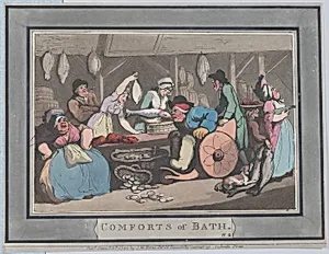 Comforts of Bath, Plate 4 by S. W. Fores|Thomas Rowlandson