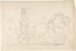 Composition from the Tragedies of Aeschylus, plate 17 (recto); Goddess Statue from the Suppliants, plate 7 (verso)