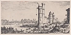 Copy of Vue de Pont-Neuf (View of the Pont Neuf), from "Les Deux Grandes Vues de Paris" (The Two Large Views of Paris) by Jacques Callot|Anonymous