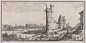 Copy of Vue du Pont-Neuf (View of the Pont-Neuf), from Les Deux Grandes Vues de Paris (The Two Large Views of Paris) by Jacques Callot|Anonymous